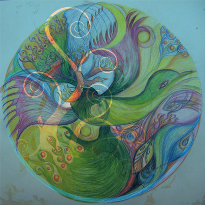 Nirvanadesign, illustrierte Mandalas, Garuda Mandala blau Nirvanadesign, illustrierte Mandalas, Garuda Mandala blau